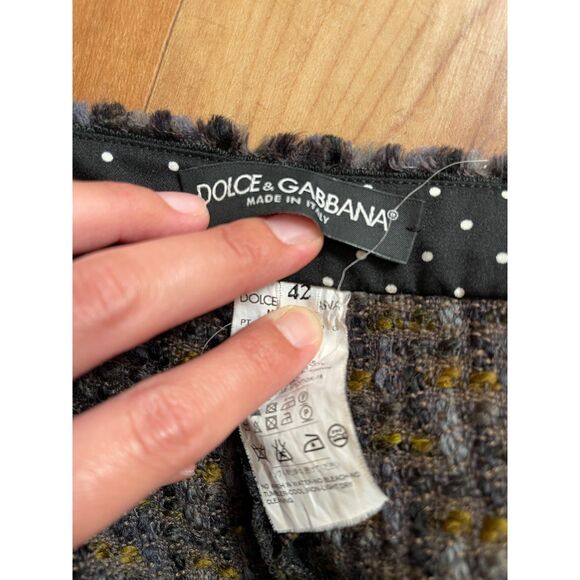 Vintage Dolce & Gabbana Wool Tweed Pants Gray Olive Tailored Trousers IT 42 US 6 - Picture 8 of 16